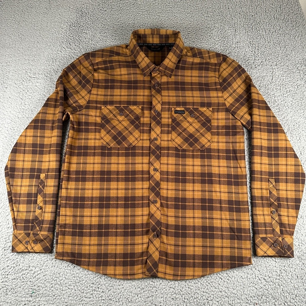 Kuiu Shirt Mens L Brown Plaid Long Sleeve Button Up Flannel Outdoors Hunting